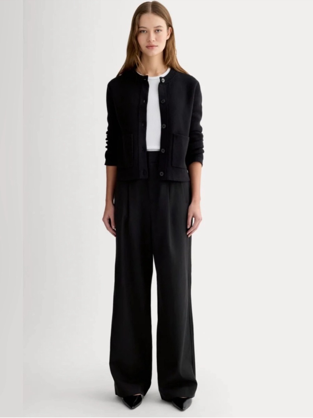 New Everlane THE DRAPER PLEATED PANT IN BUTTERSMOOTH Black Size 6